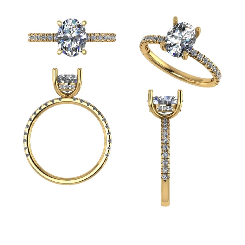 18k Yellow Gold 3ct Lab Diamond Engagement Ring