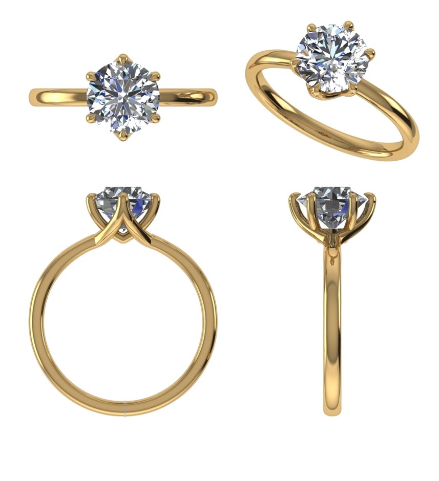 18k Yellow Gold 3ct Lab Diamond Engagement Ring