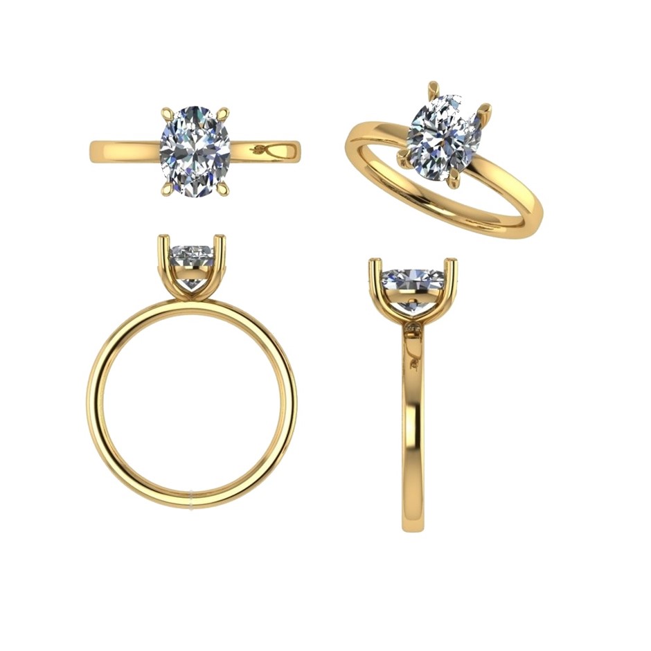 18k Yellow Gold 3ct Lab Diamond Engagement Ring