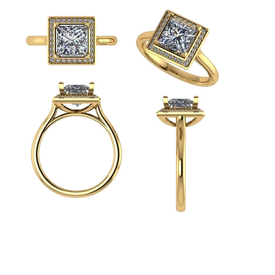 18k Yellow Gold 3ct Lab Diamond Engagement Ring
