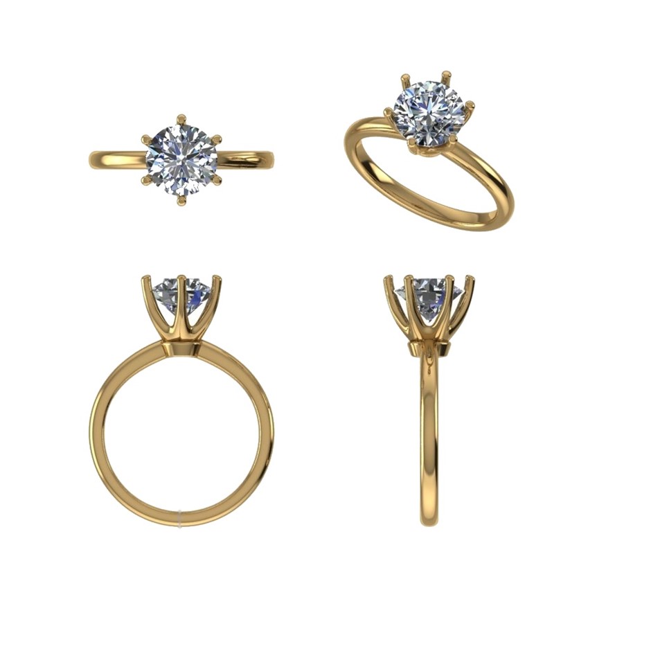 18k Yellow Gold 3ct Lab Diamond Engagement Ring