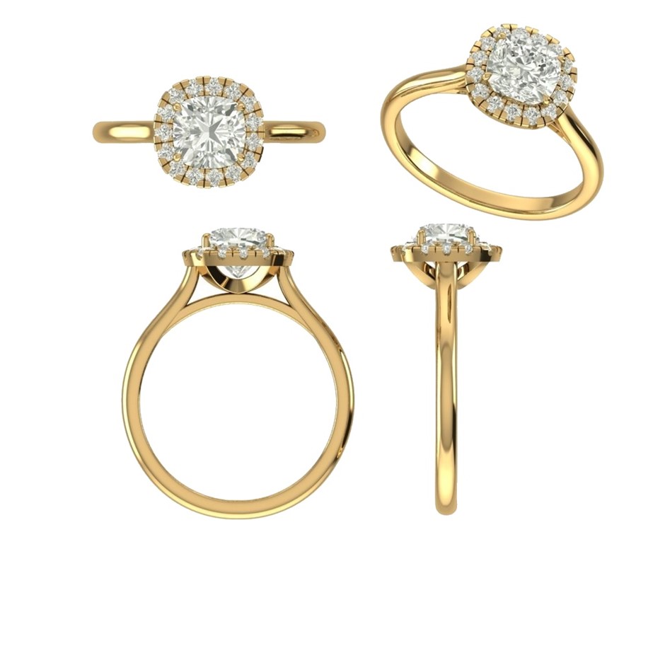 18k Yellow Gold 3ct Lab Diamond Engagement Ring