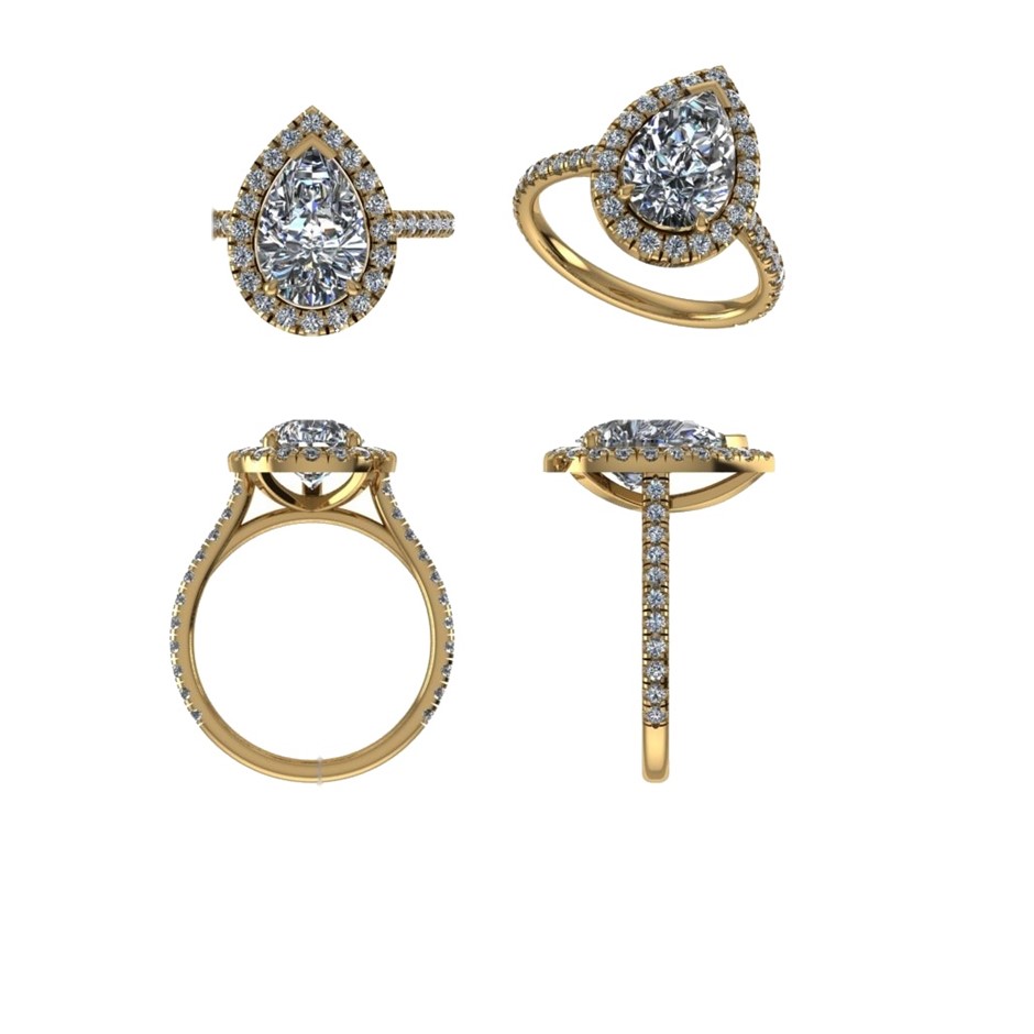 18k Yellow Gold 3ct Lab Diamond Engagement Ring
