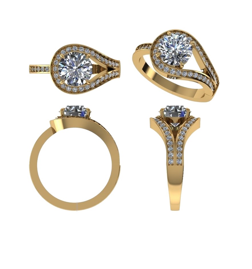 18k Yellow Gold 3ct Lab Diamond Engagement Ring