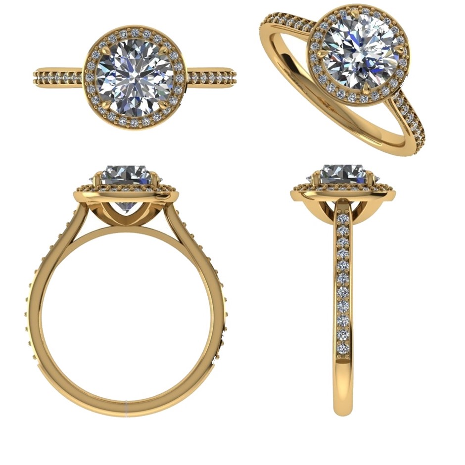 18k Yellow Gold 3ct Lab Diamond Engagement Ring