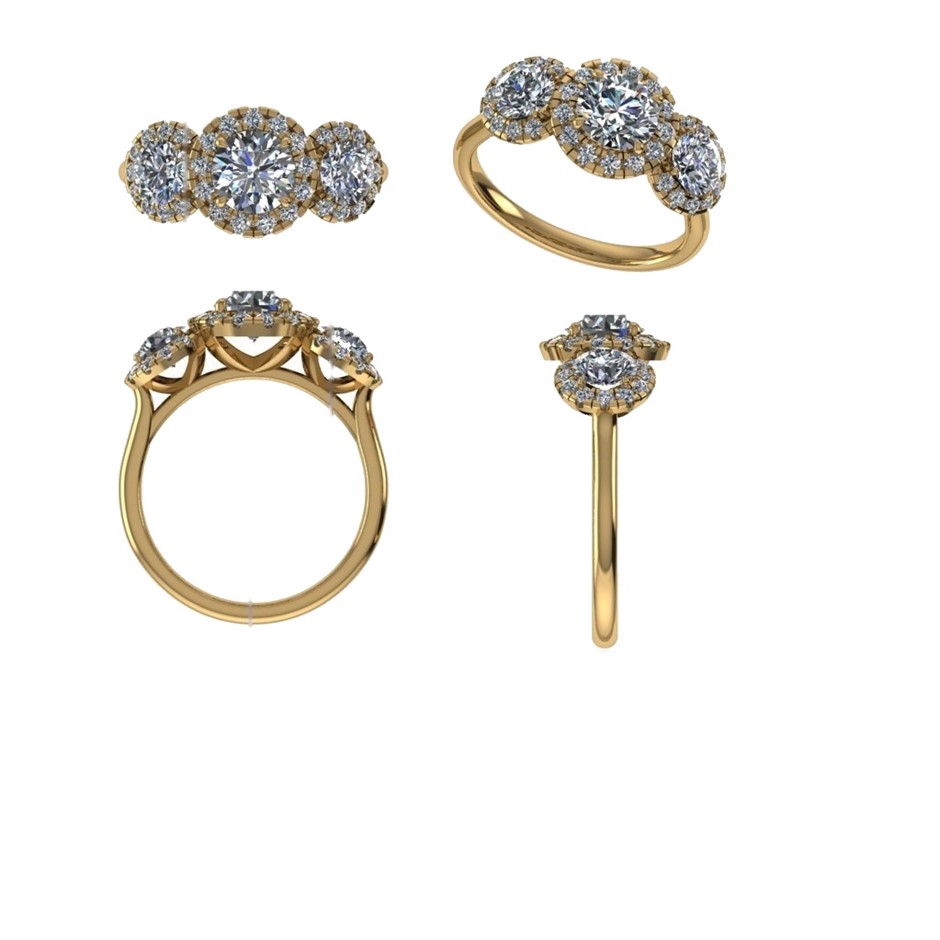 18k Yellow Gold 3ct Lab Diamond Engagement Ring