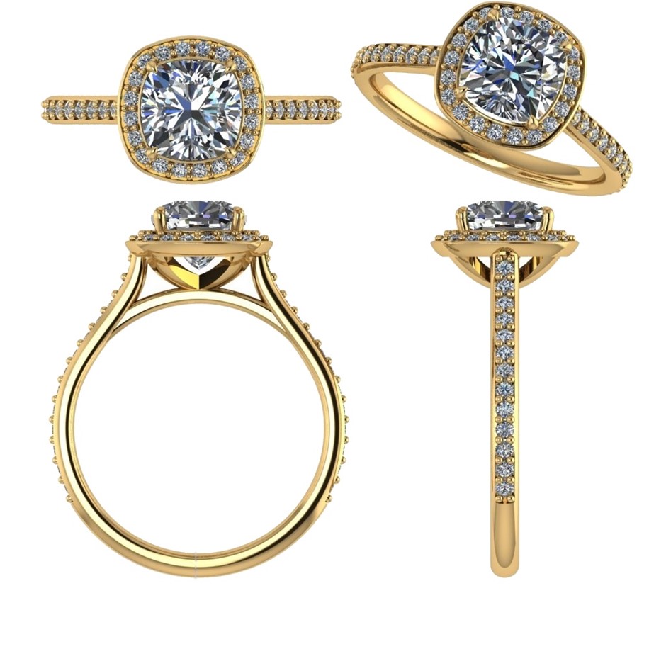 18k Yellow Gold 3ct Lab Diamond Engagement Ring