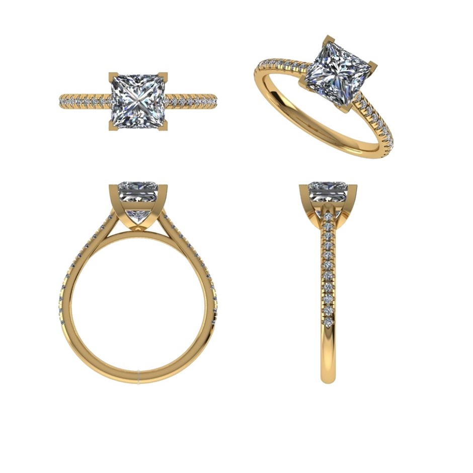 18k Yellow Gold 3ct Lab Diamond Engagement Ring