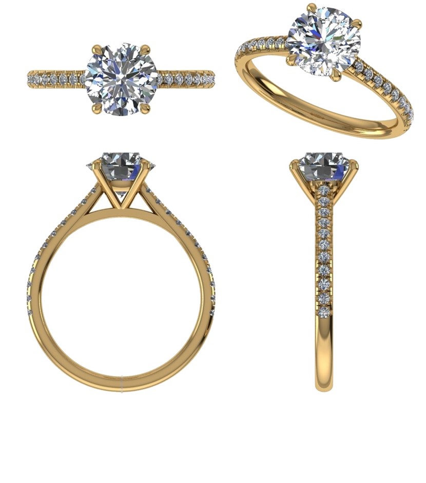 18k Yellow Gold 3ct Lab Diamond Engagement Ring