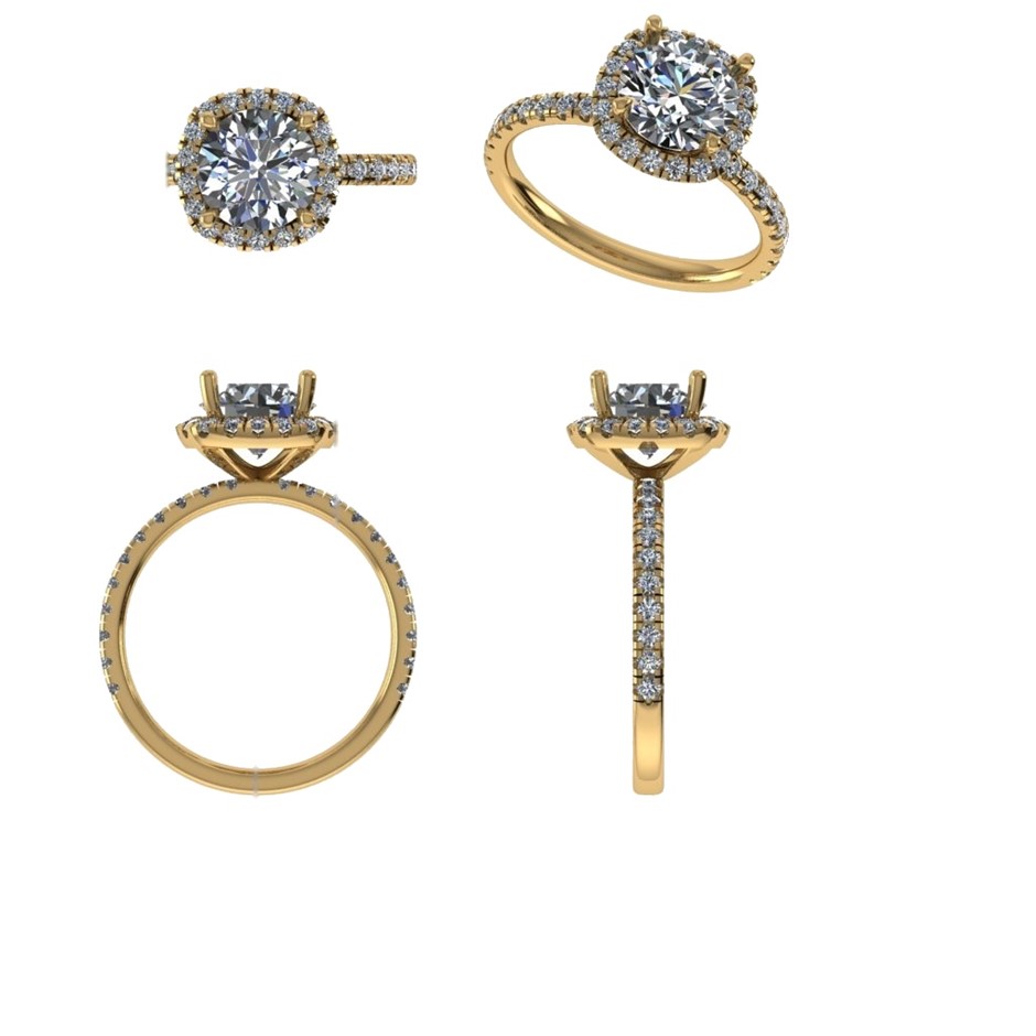 18k Yellow Gold 3ct Lab Diamond Engagement Ring