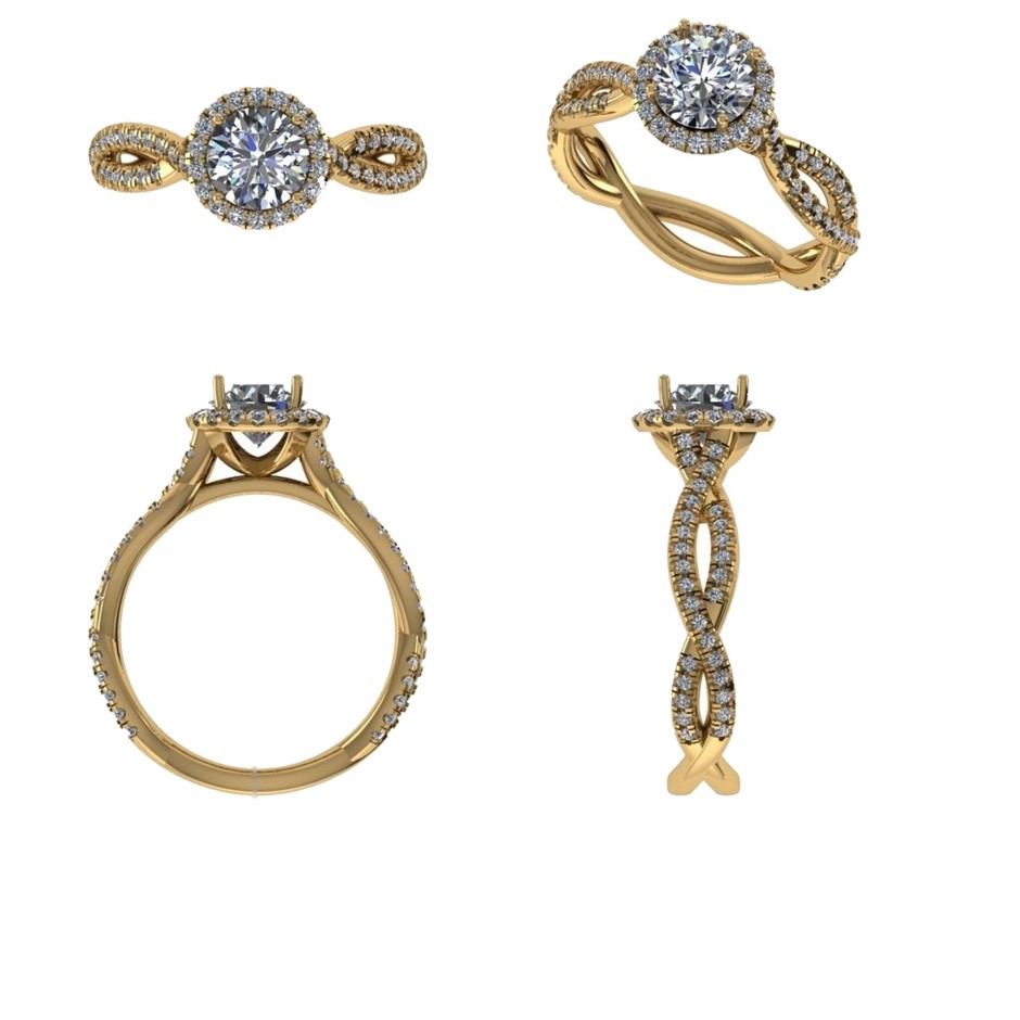 18k Yellow Gold 3ct Lab Diamond Engagement Ring