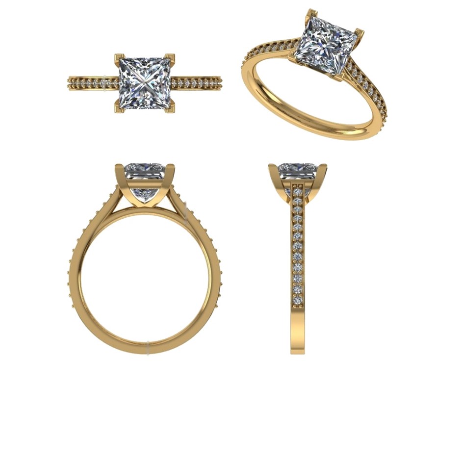 18k Yellow Gold 3ct Lab Diamond Engagement Ring