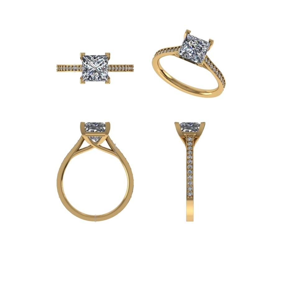 18k Yellow Gold 3ct Lab Diamond Engagement Ring