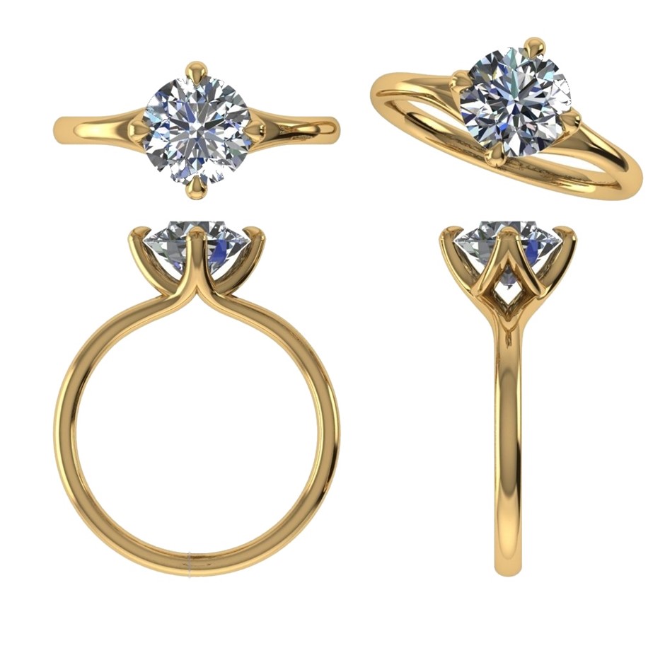 18k Yellow Gold 3ct Lab Diamond Engagement Ring