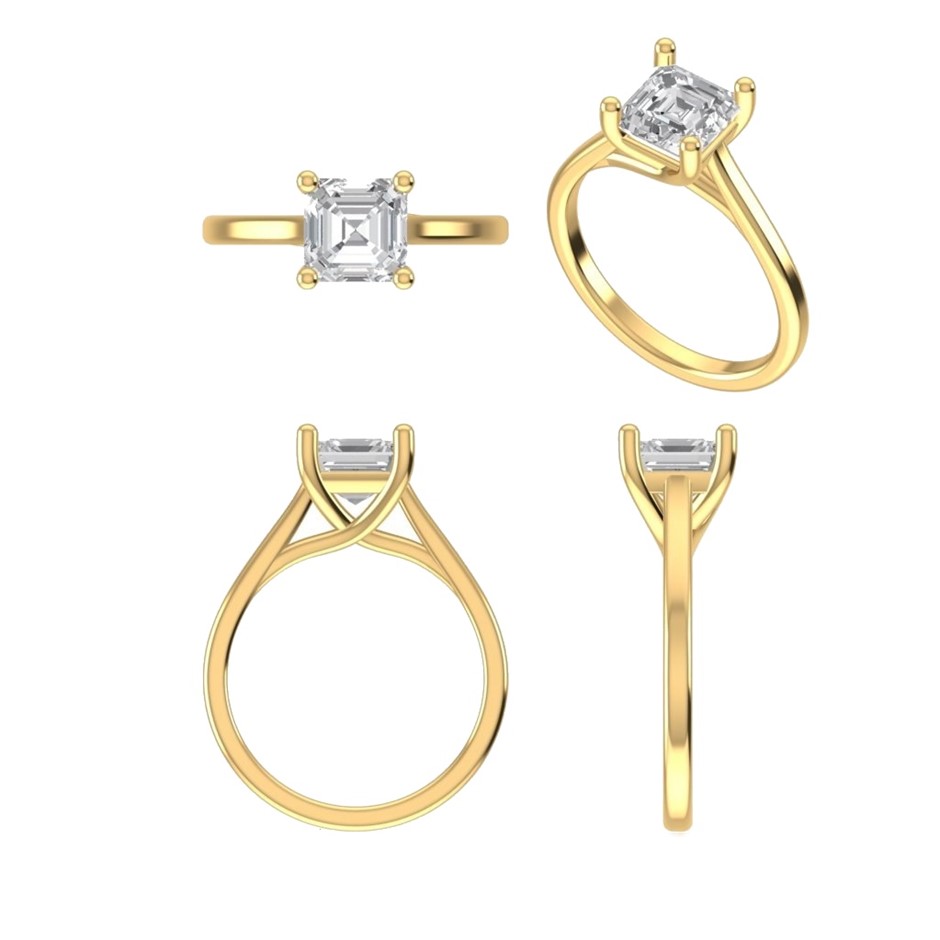 18k Yellow Gold 3ct Lab Diamond Engagement Ring