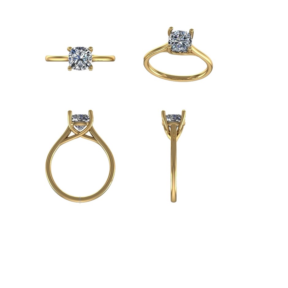 18k Yellow Gold 4ct Lab Diamond Engagement Ring