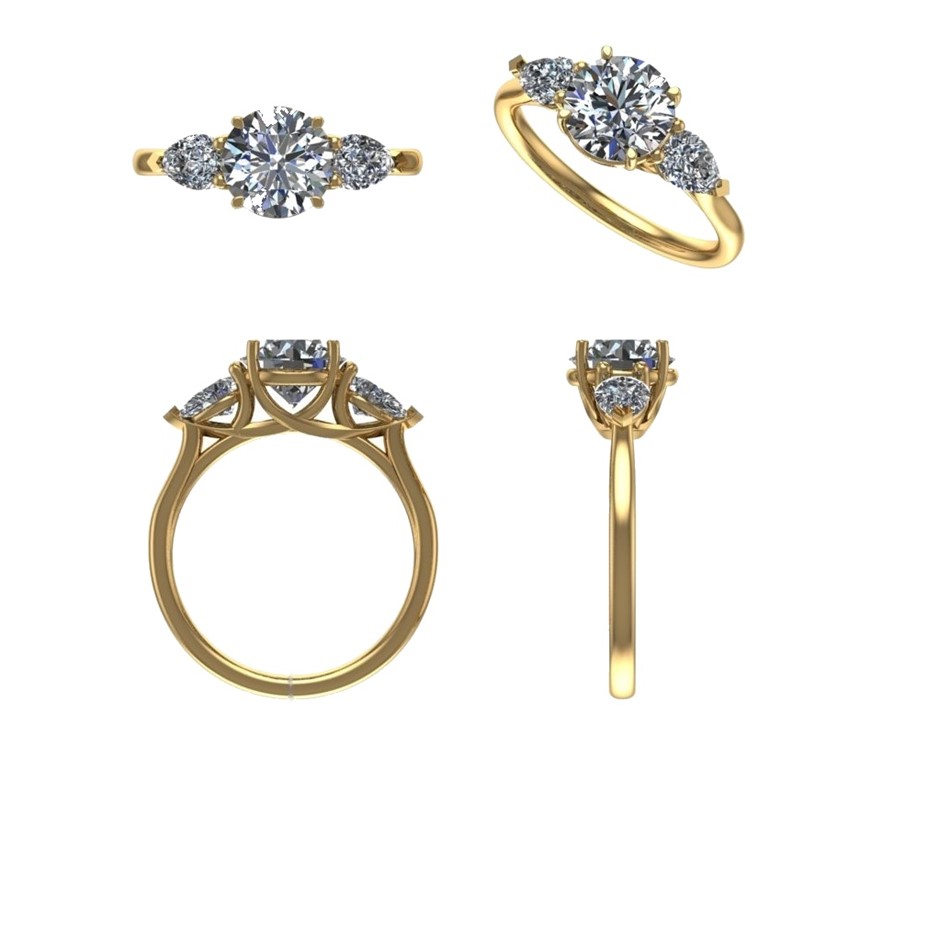 18k Yellow Gold 4ct Lab Diamond Engagement Ring