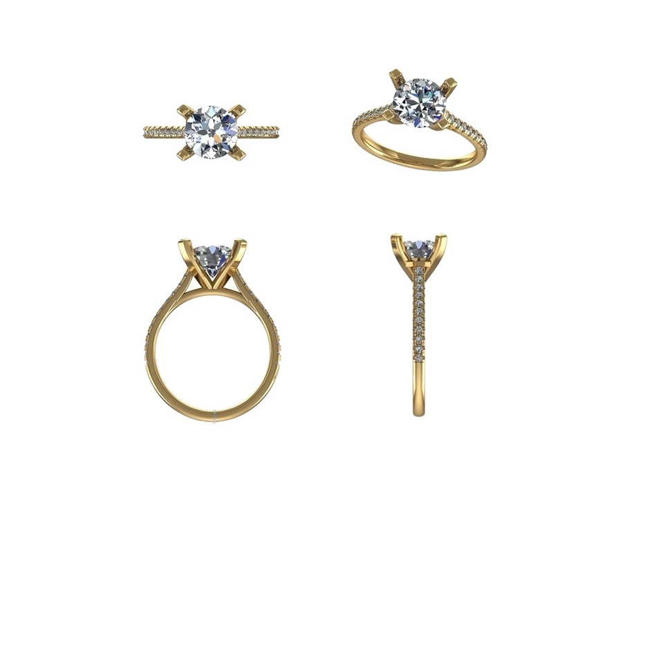 18k Yellow Gold 4ct Lab Diamond Engagement Ring