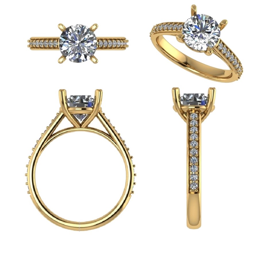 18k Yellow Gold 4ct Lab Diamond Engagement Ring