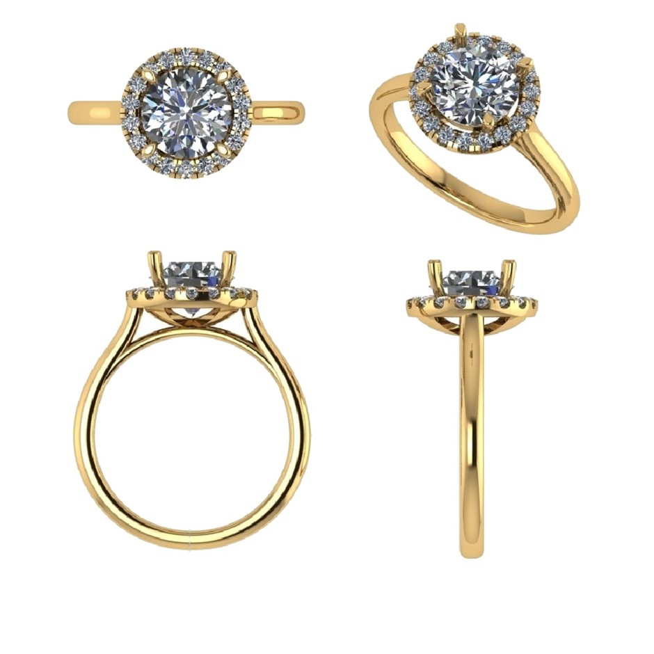 18k Yellow Gold 4ct Lab Diamond Engagement Ring