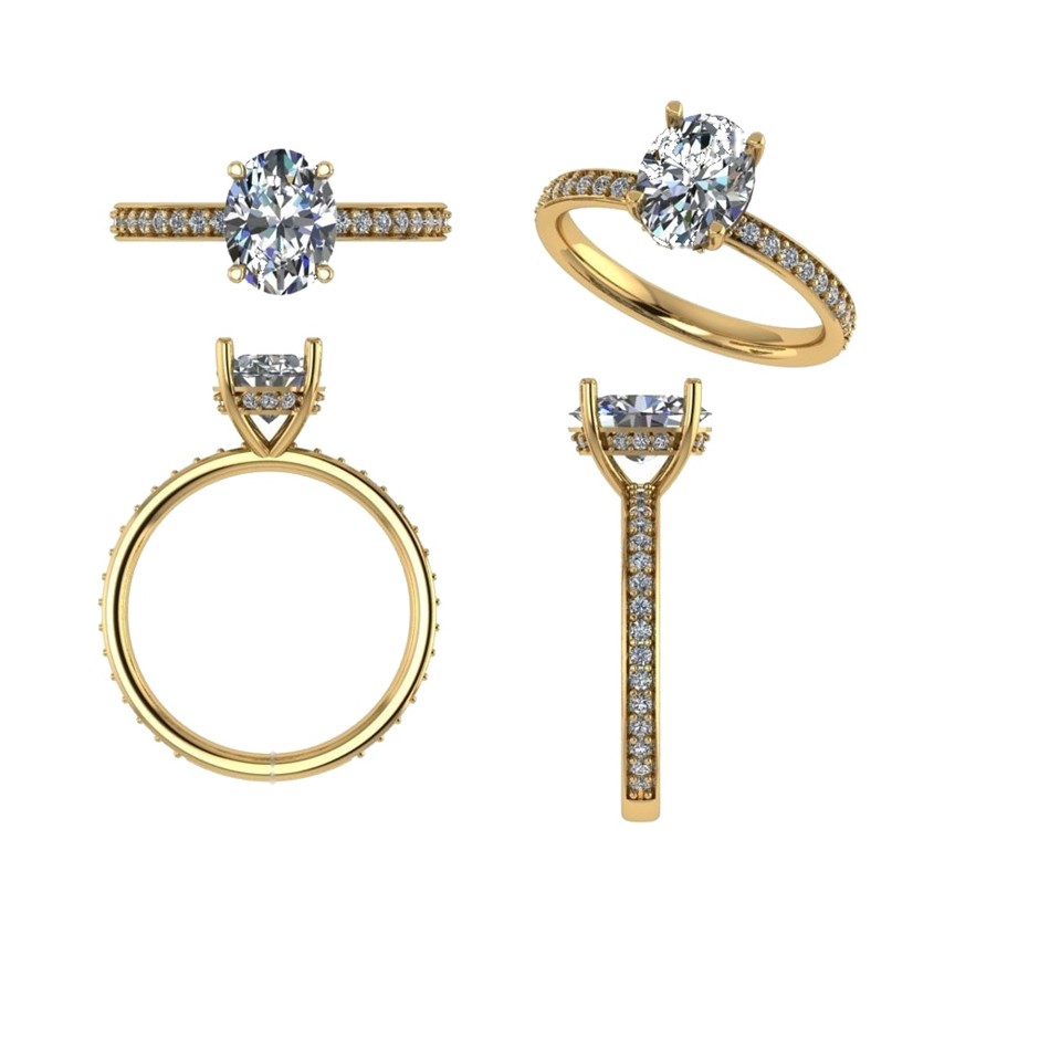 18k Yellow Gold 4ct Lab Diamond Engagement Ring