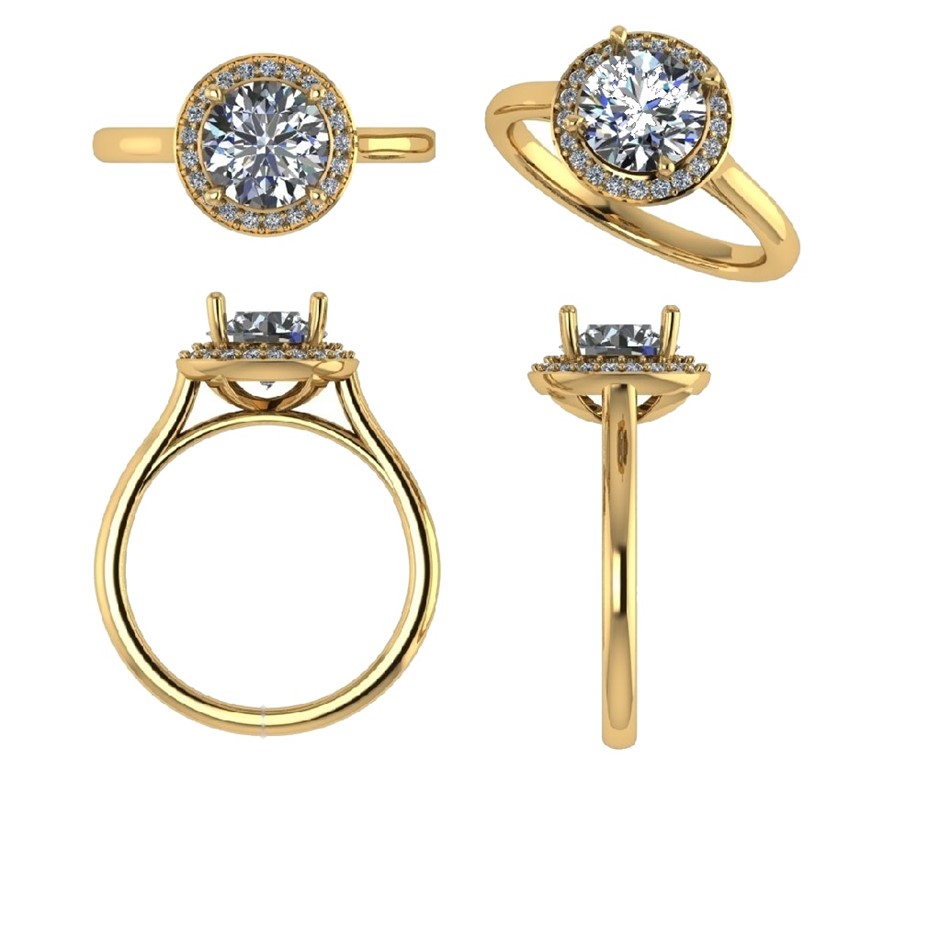 18k Yellow Gold 4ct Lab Diamond Engagement Ring
