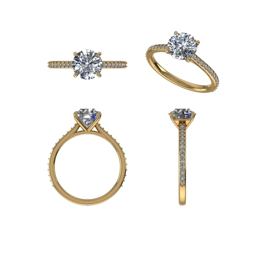 18k Yellow Gold 4ct Lab Diamond Engagement Ring
