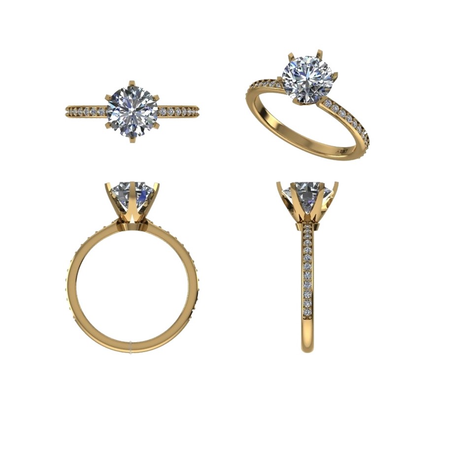 18k Yellow Gold 4ct Lab Diamond Engagement Ring