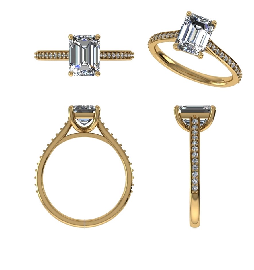 18k Yellow Gold 4ct Lab Diamond Engagement Ring