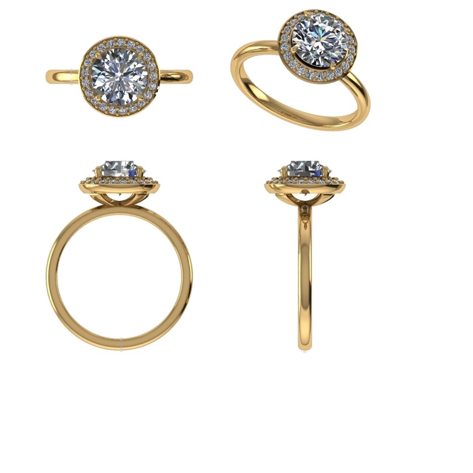 18k Yellow Gold 4ct Lab Diamond Engagement Ring