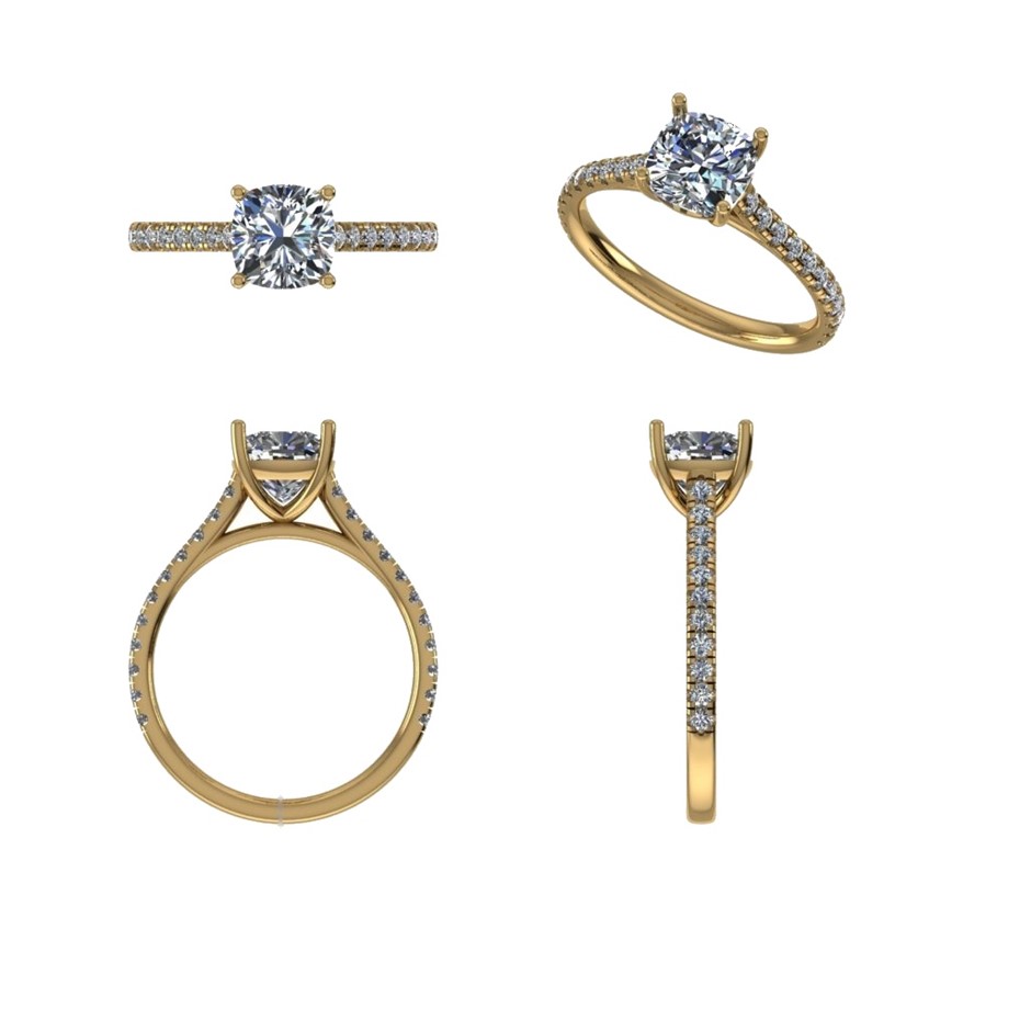 18k Yellow Gold 4ct Lab Diamond Engagement Ring