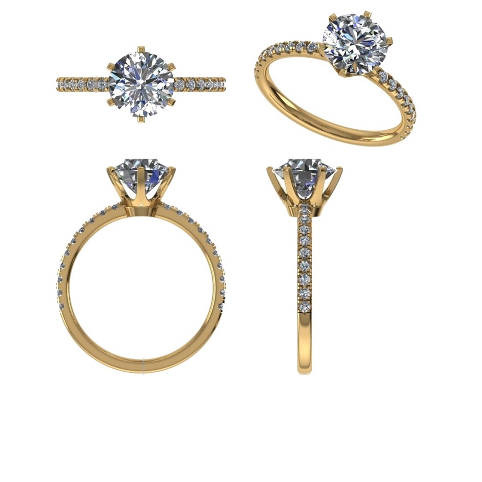 18k Yellow Gold 4ct Lab Diamond Engagement Ring