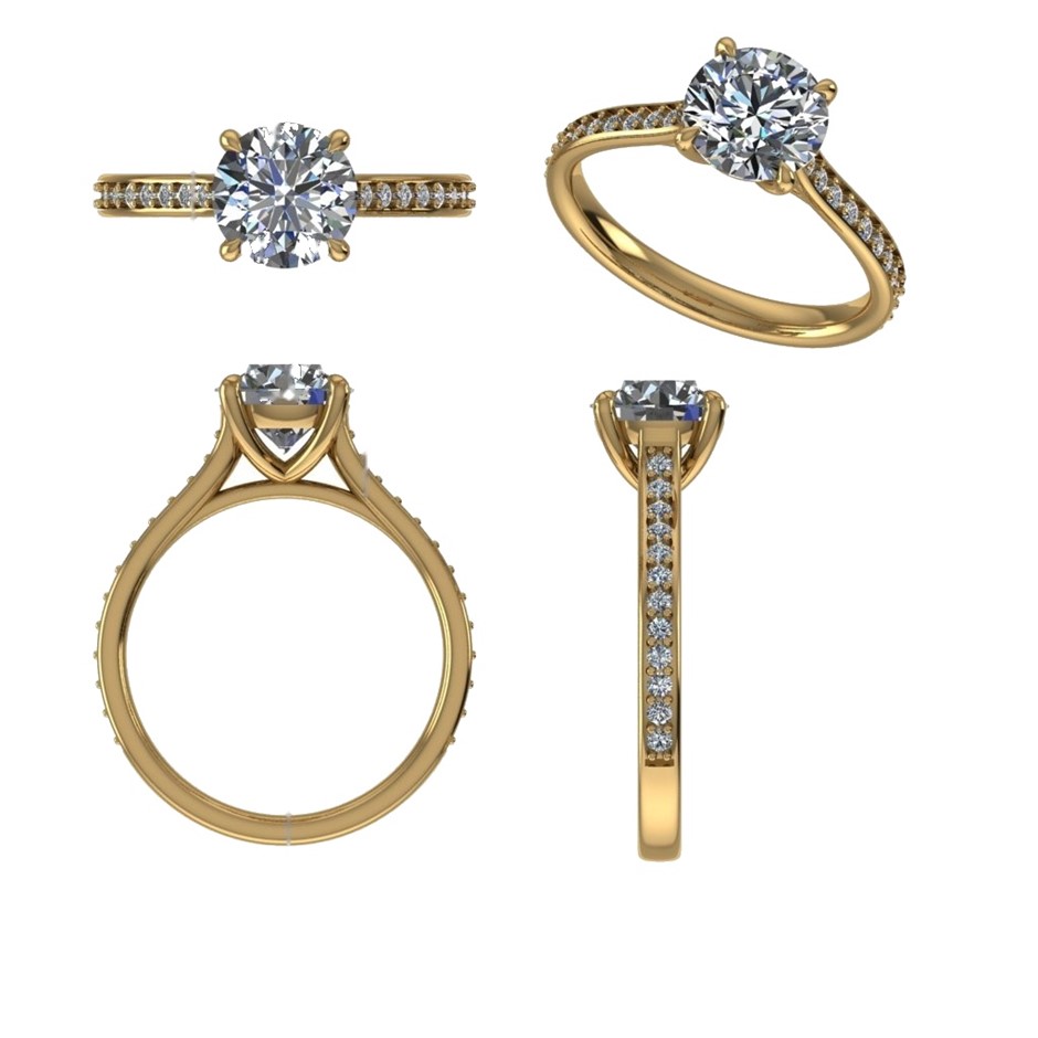 18k Yellow Gold 4ct Lab Diamond Engagement Ring