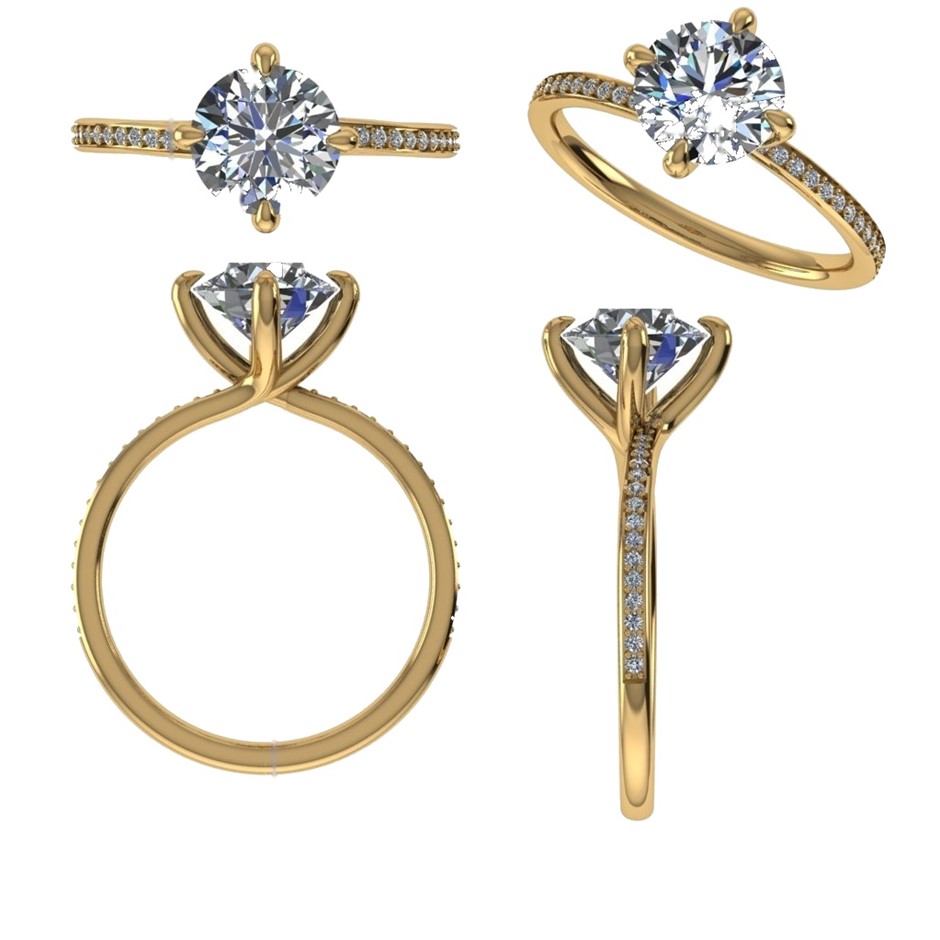 18k Yellow Gold 4ct Lab Diamond Engagement Ring