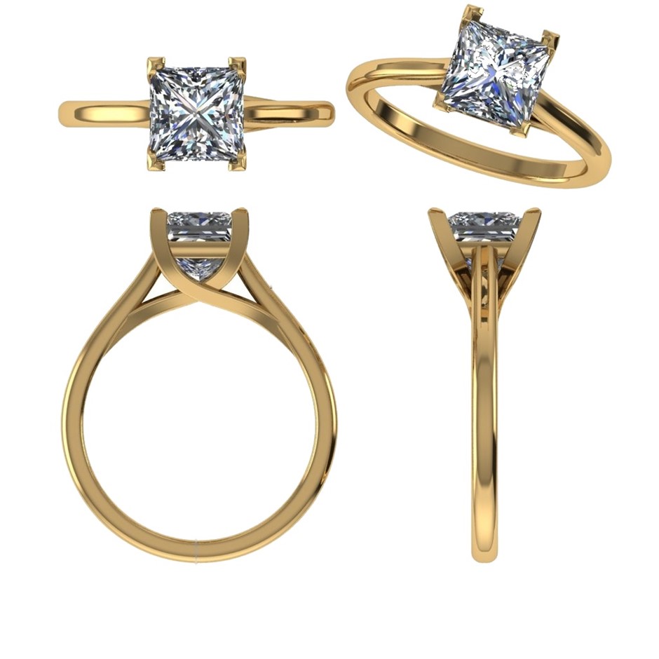 18k Yellow Gold 4ct Lab Diamond Engagement Ring