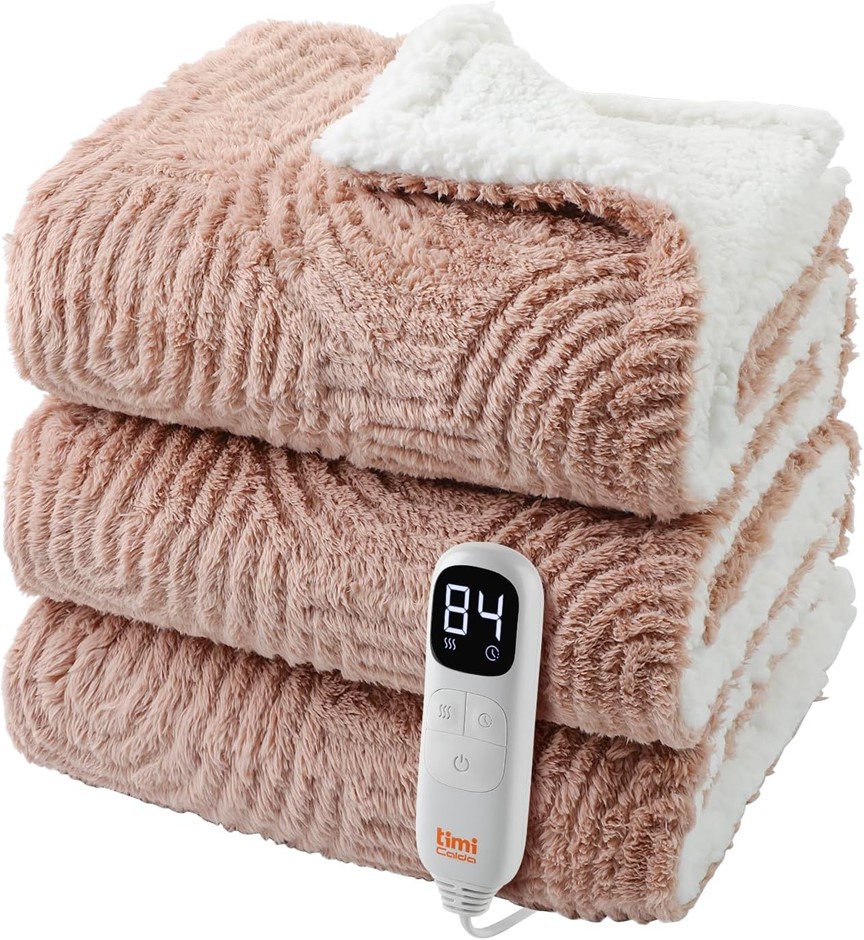 TimiCalda Heated Blanket Electric Throw - 130x160cm Electric Blanket with 4
