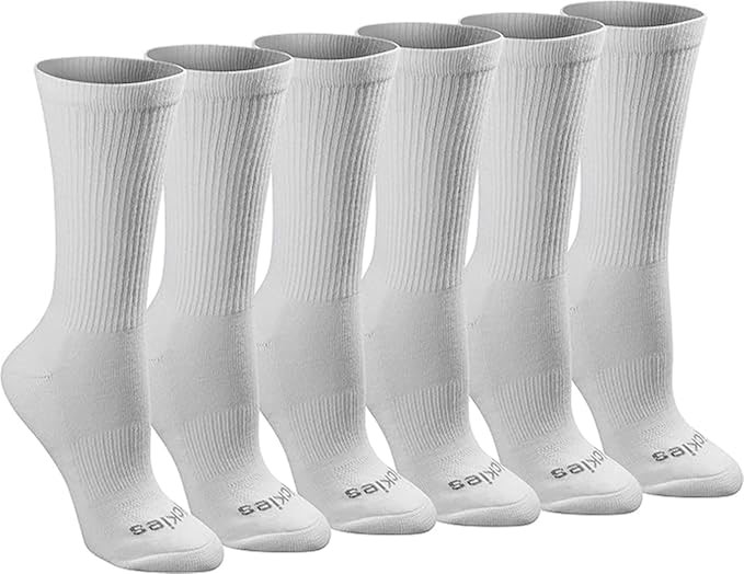 6 Pairs x DICKIES Women's Dritech Advanced Moisture Wicking Crew Sock, Shoe