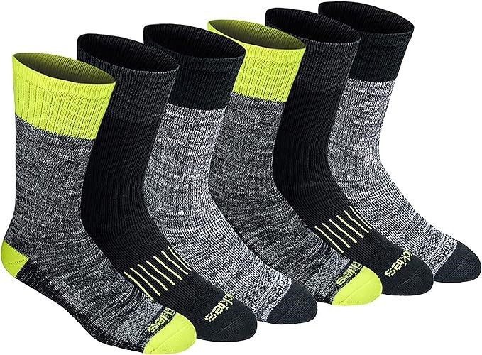 6pk Pairs x DICKIES Dri-Tech Crew Performance Work Socks, Extended Shoe Siz