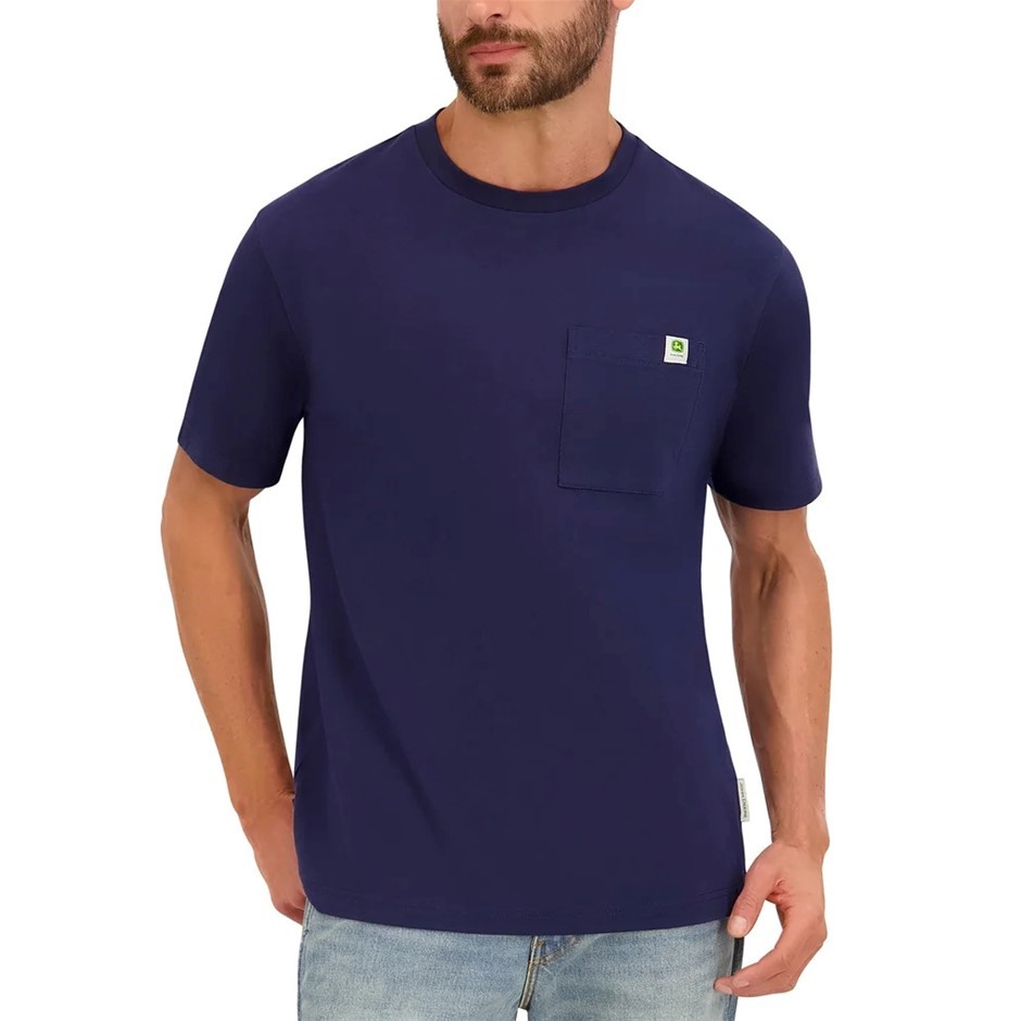 JOHN DEERE Men's Tee, Size L, 100% Cotton, Navy. Buyers Note - Discount Fr