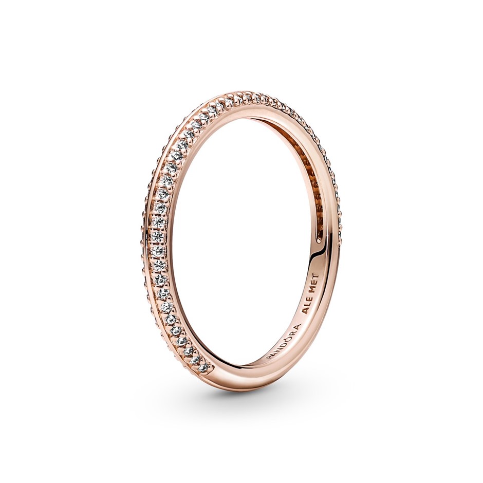 Pandora Me 14k Rose Gold Plated Pave Ring w Clear CZ Size 56