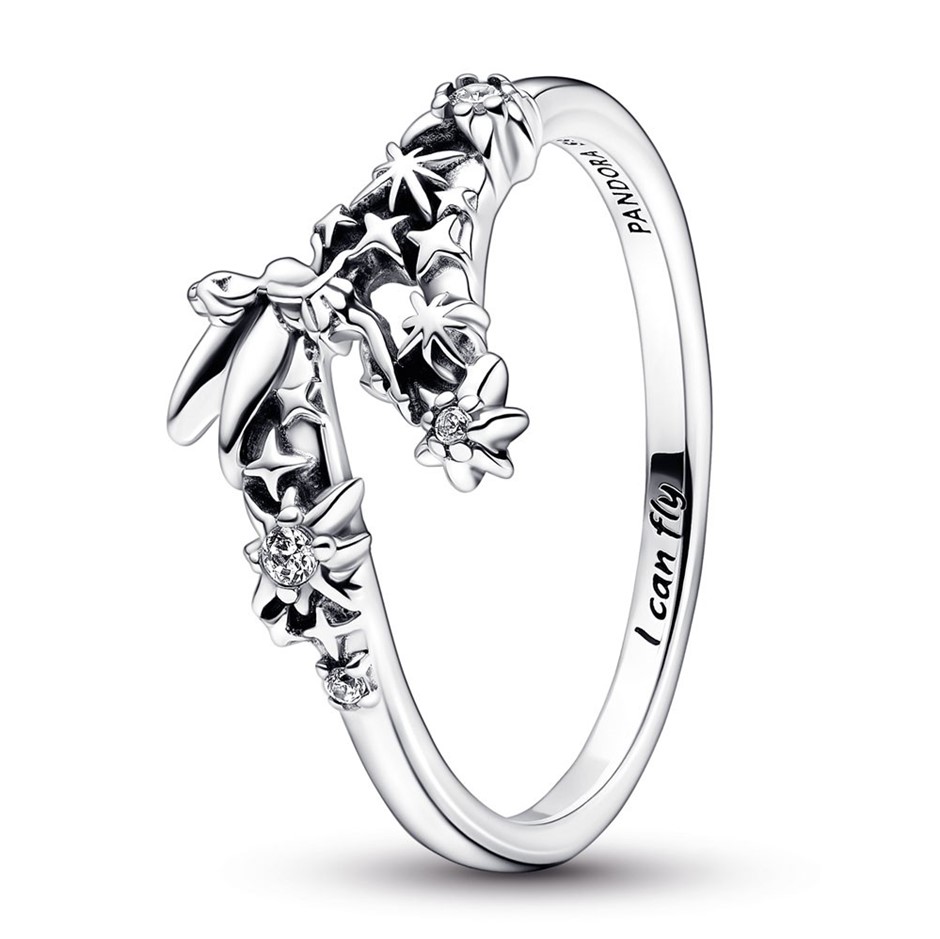 Disney Tinkerbell sterling silver ring with clear cubic zirconia Size 56