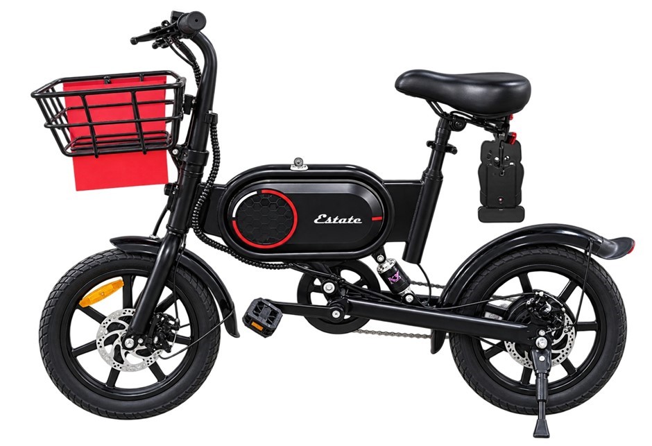 Estate Electric Folding Bike eBike EST-EFLDBIKE14, Black/Red
