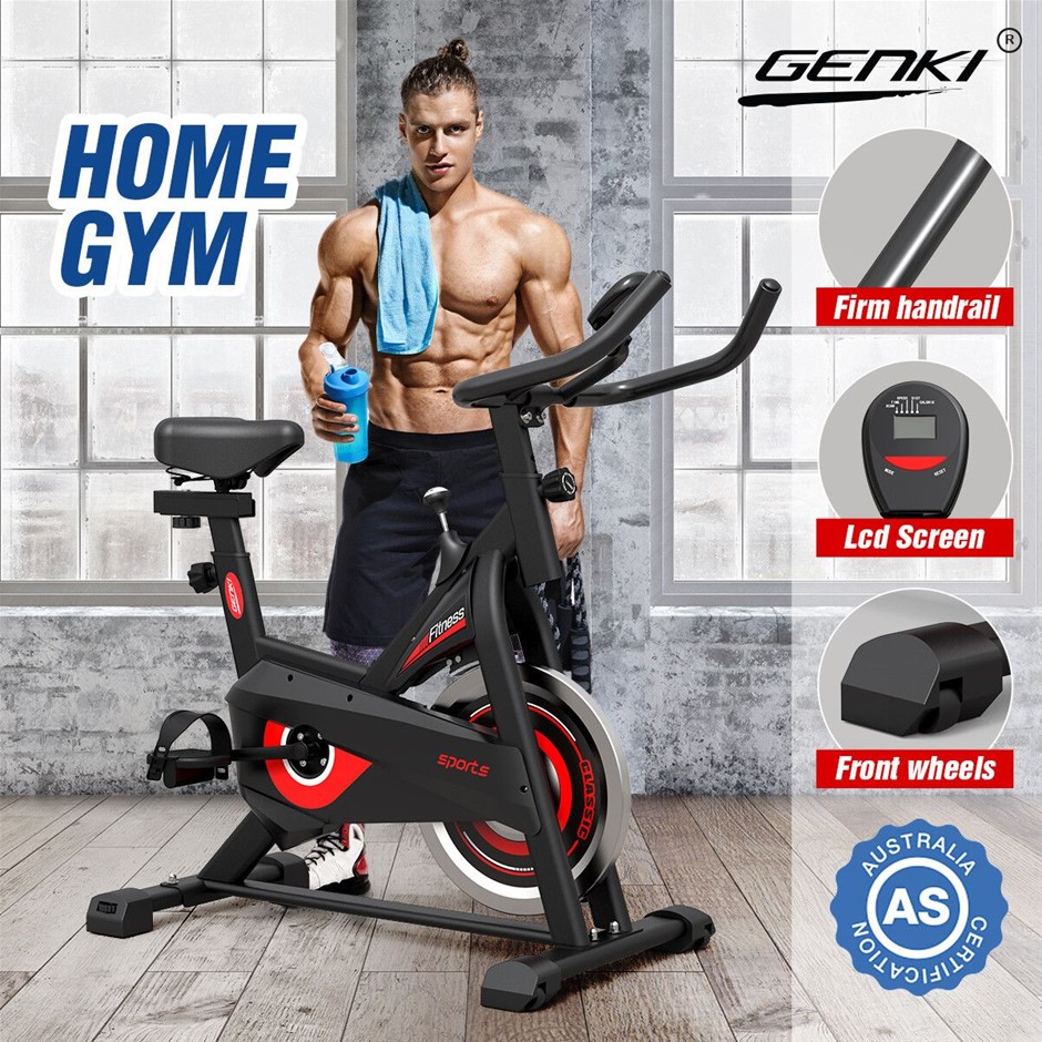 GENKI Fitness Spin Bike Indoor Cycling Exercise Bike Adjustable Belt Drive