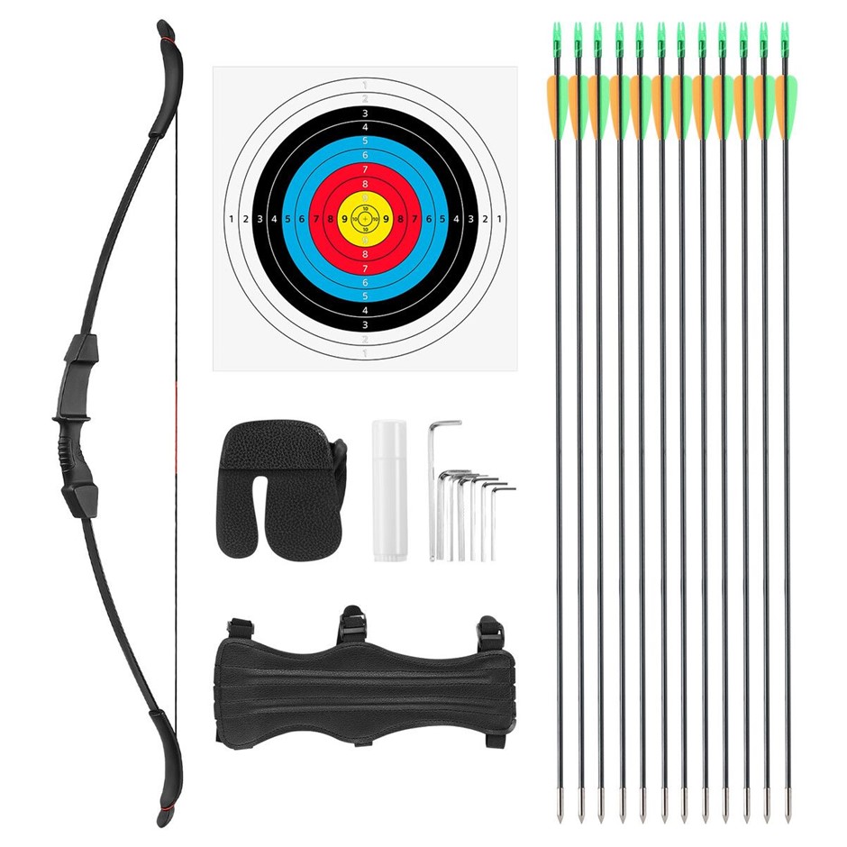 40lbs Recurve Bow Arrow Set Archery Target Shooting Left Right Handed Black