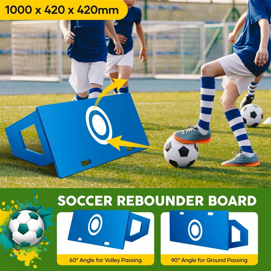 Soccer Ball Rebounder Board Kick Back Wall Football Aid 2 Angle 100x42cm
