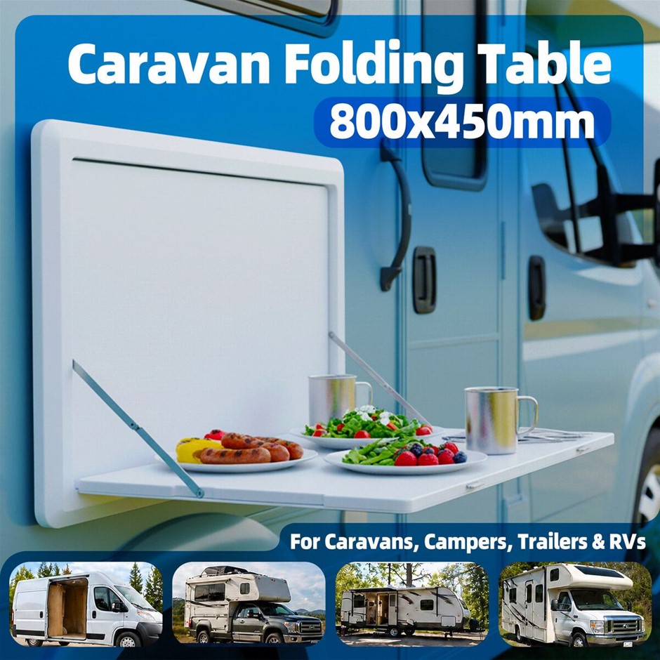 80x45cm Fold Down Caravan Table Double Lock Wall Mounted RV Campervan 20kg