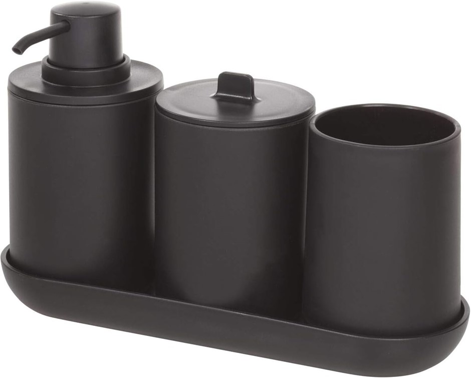 InterDesign Boutique Box 4 Piece Set Matte Black NB: Missing container lid