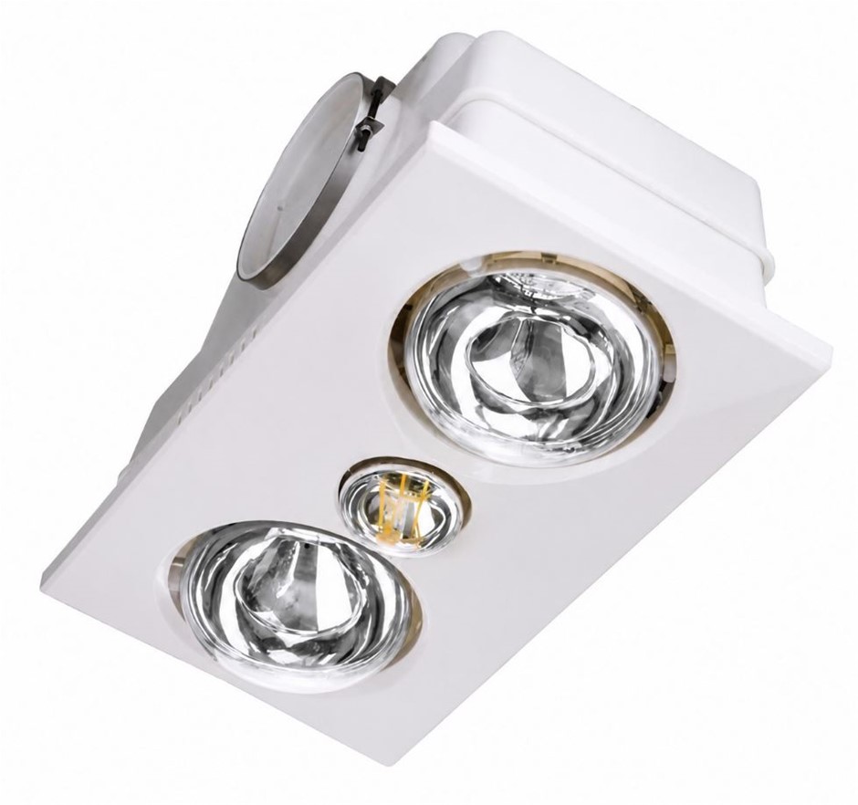 3 in 1 Heater Exhaust Fan with LED - White NB: dusty from storage