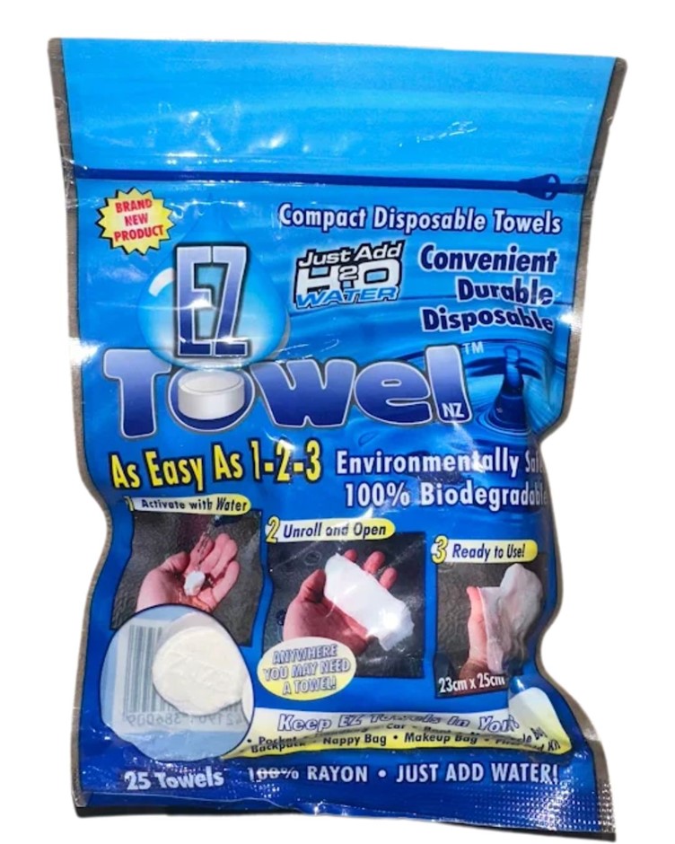 4 x EZ TOWEL Compact Disposable Towel Box of 30 Packs (25 Towels per Pack)