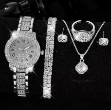 Jewelz Merchants Silver-Tone 5-Piece Jewellery Set – FREE $10 Jewellery Box